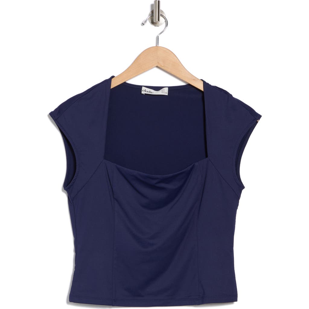 Elodie Double Lined Square Neck T-shirt In Navy
