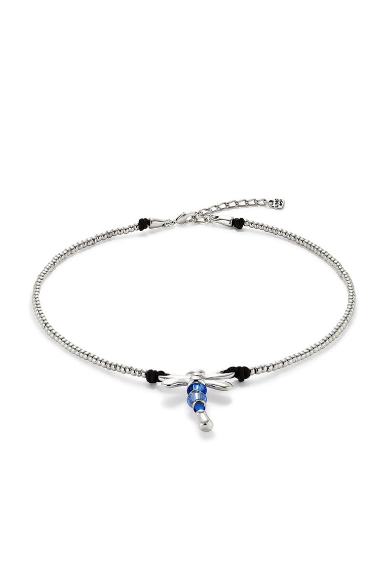 Short Pendant Necklace With Dragonfly, Alternate, color, Silver