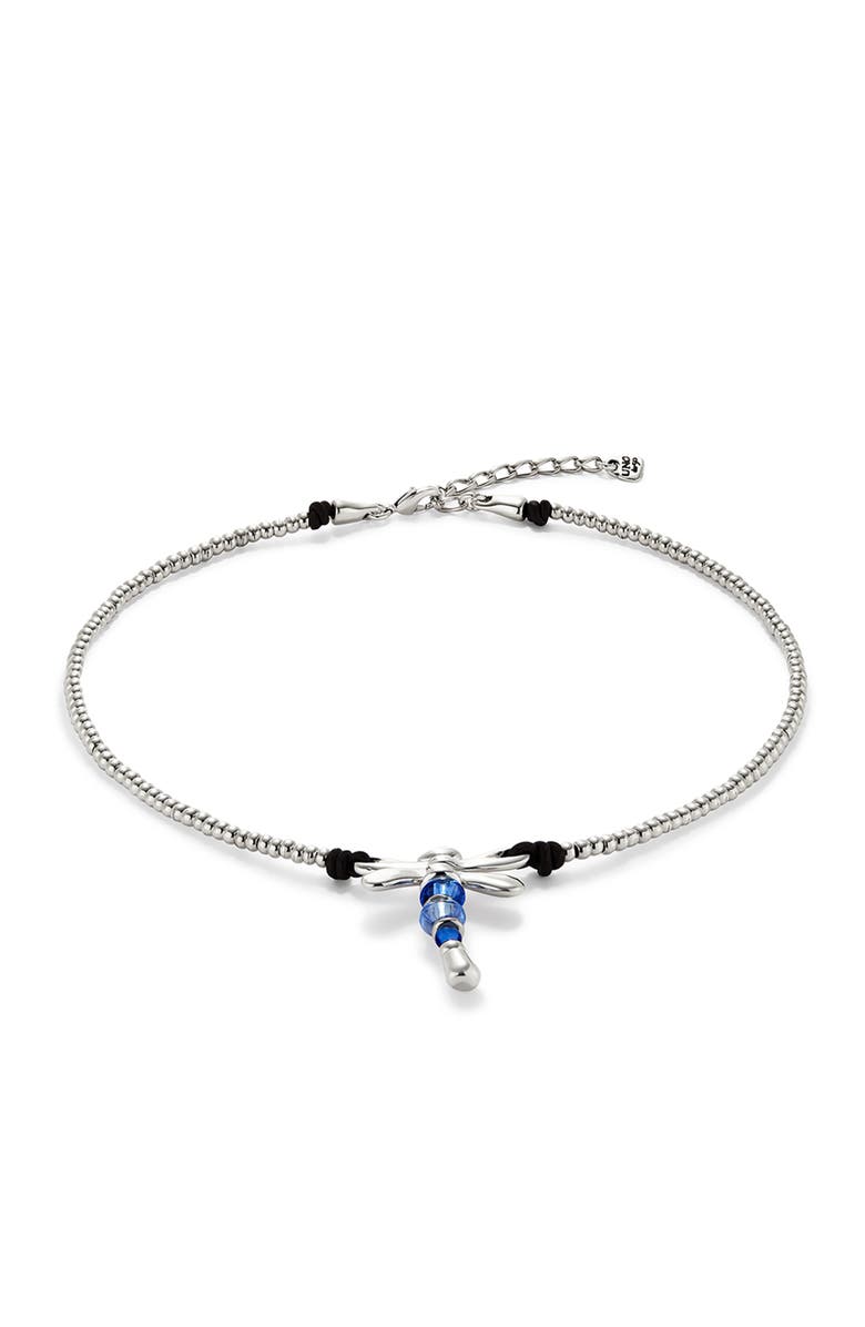 UNODE50 Short Pendant Necklace With Dragonfly, Alternate, color, Silver