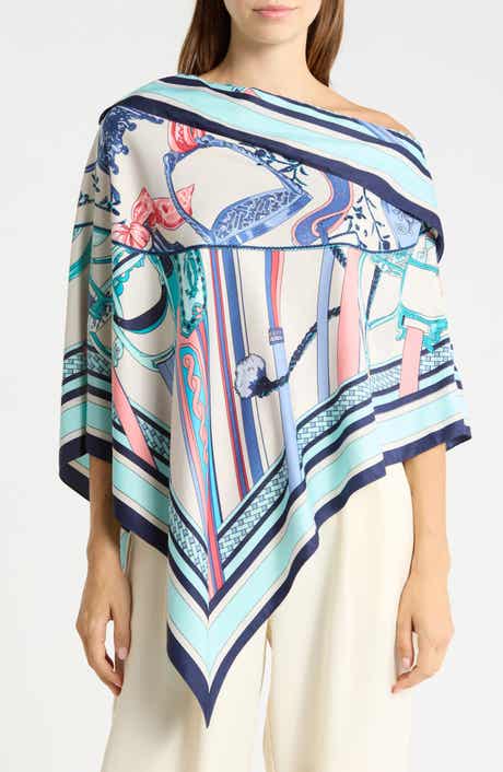 Chain Print Satin Scarf Poncho