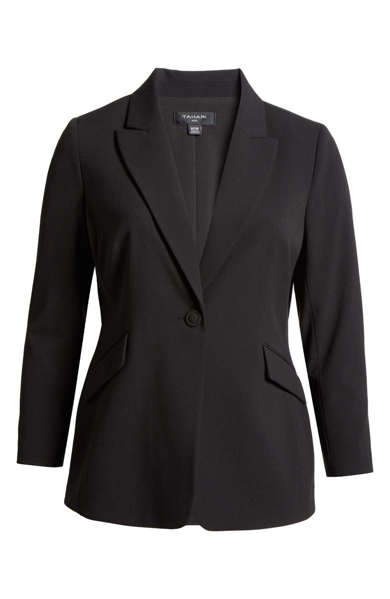 Tahari ASL One-Button Blazer, Alternate, color, Black