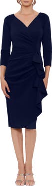 Xscape Evenings Ruffle Scuba Knit Cocktail Dress
