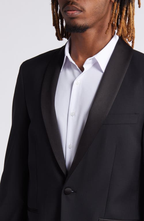 Open Edit Shawl Collar Stretch Wool Blend Dinner Jacket In Black