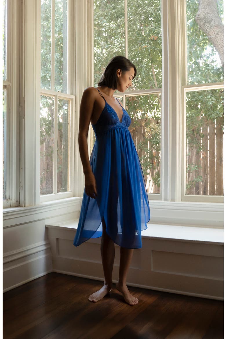 Lace Chiffon Nightgown, Alternate, color, ROYAL BLUE