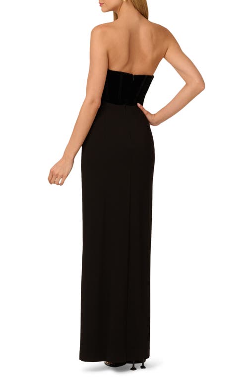 Adrianna Papell Velvet & Jerset Slit Gown In Black