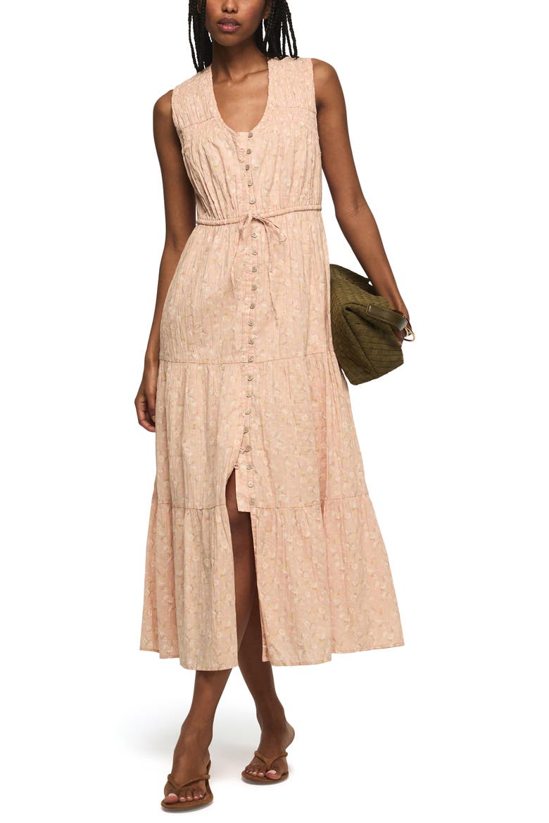 Floral Print Tiered Midi Dress, Alternate, color, BLUSH FLORAL