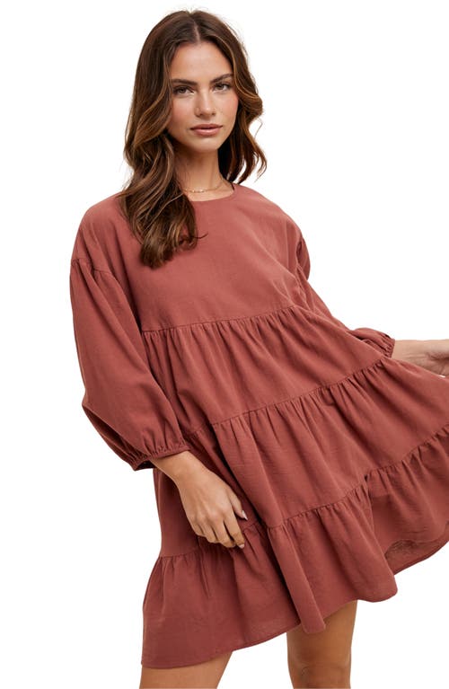 Wishlist Tiered Cotton Babydoll Dress In Pink
