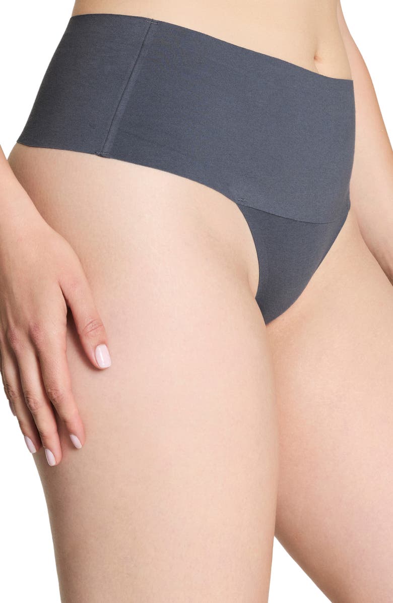 SPANX<sup>®</sup> SPANXsupersmooth<sup>™</sup> Undie-tectable<sup>®</sup> Stretch Cotton Thong, Main, color, Earth Stone