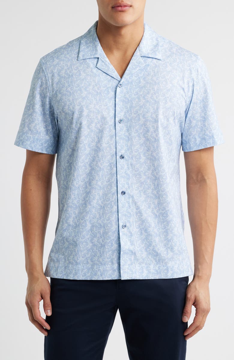 Bugatchi Cole OoohCotton<sup>®</sup> Floral Camp Shirt, Main, color, Air Blue