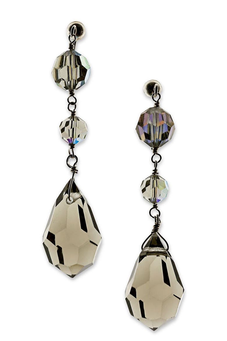 Crystal Drop Earrings, Main, color, BLACK DIAMOND