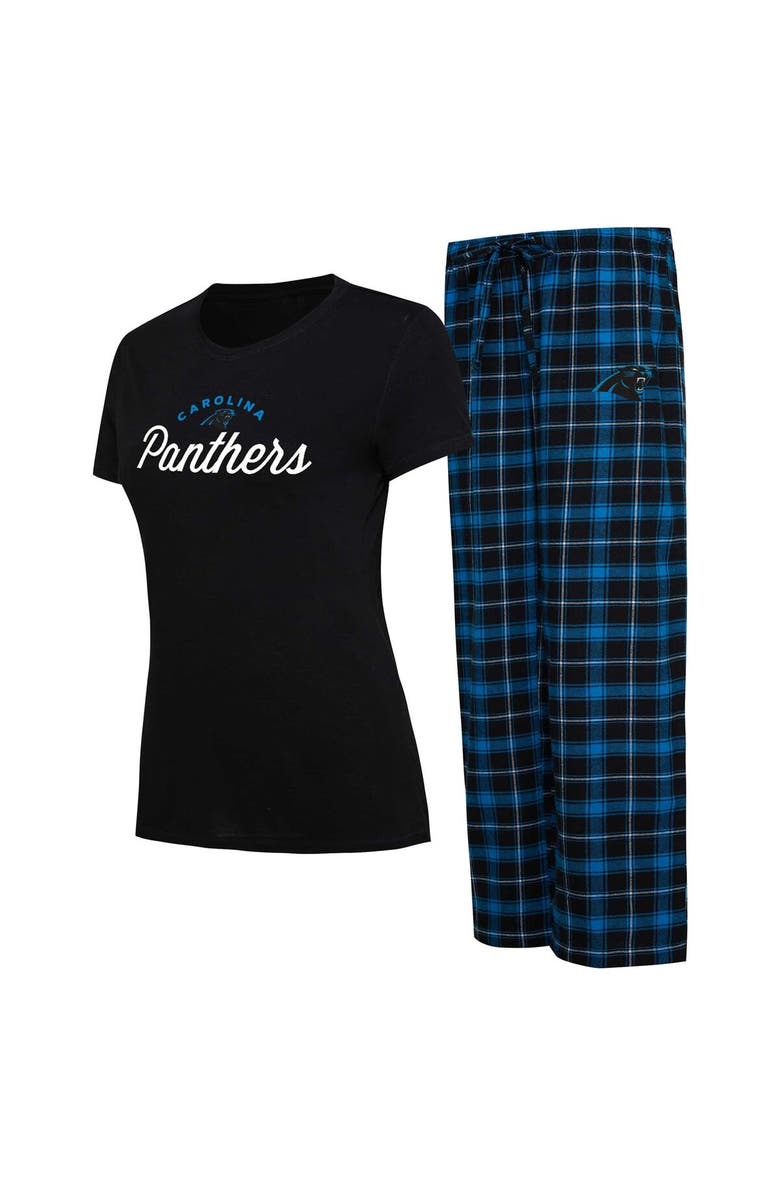 CONCEPTS SPORT Women's Concepts Sport Black/Blue Carolina Panthers Arctic T-Shirt & Flannel Pants Sleep Set, Main, color, 