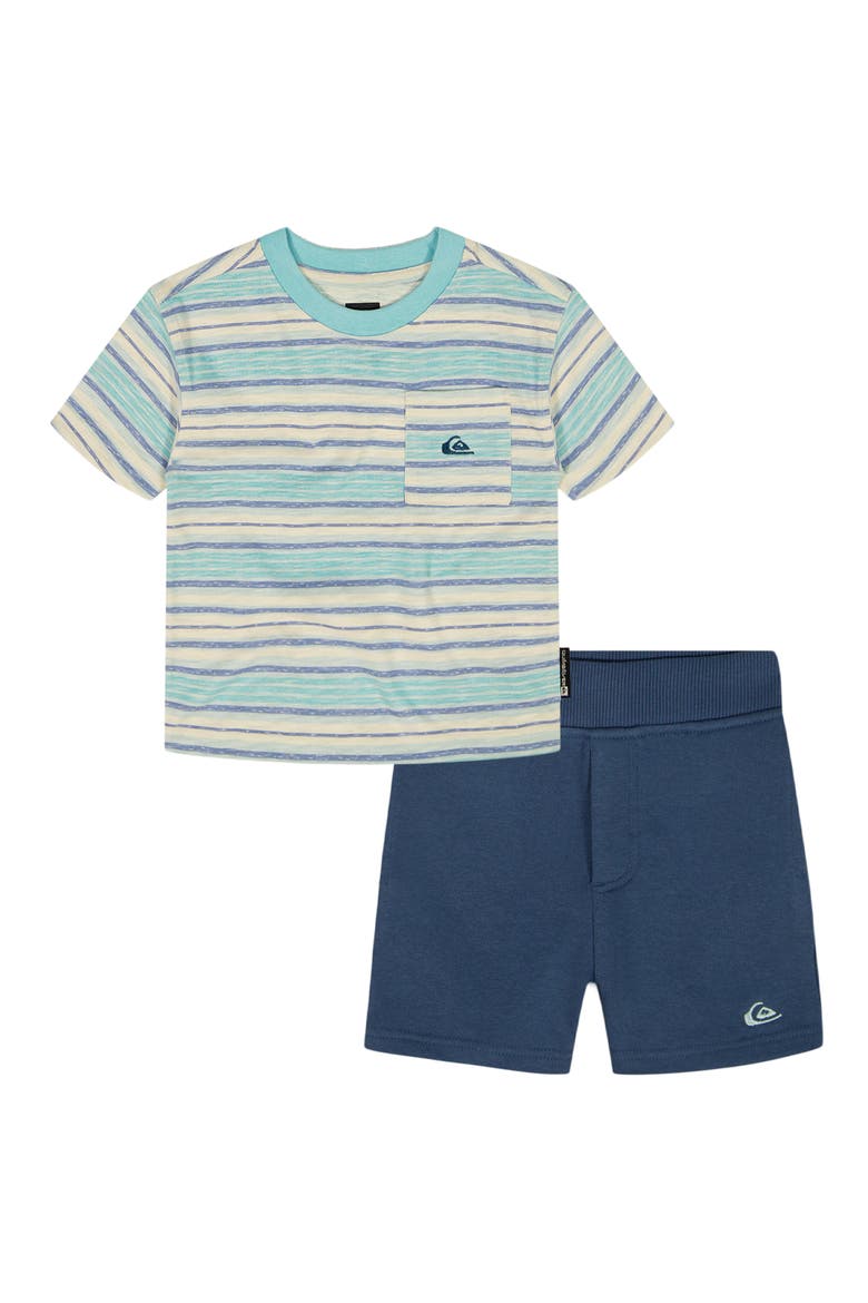 Stripe T-Shirt & Shorts Set, Main, color, BLUE MULTI