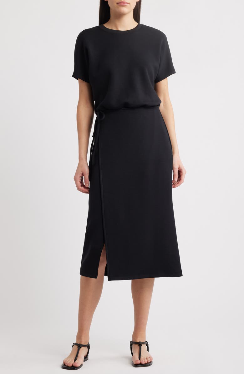 SPANX<sup>®</sup> AirEssentials Tie Waist Midi Dress, Main, color, Very Black