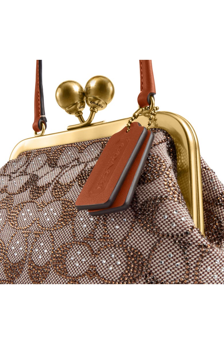 COACH Crystal Signature Jacquard Frame Clutch, Alternate, color,