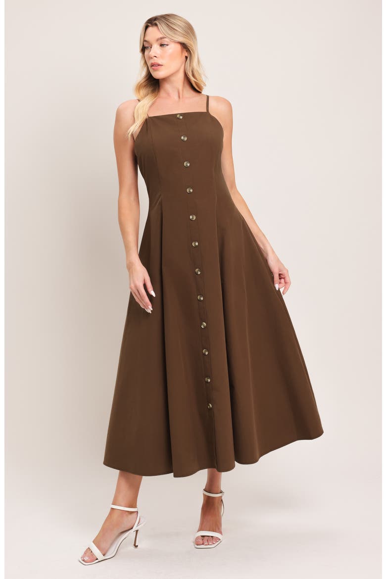 Sleevless Cotton Midi Dress, Alternate, color, CHOCOLATE