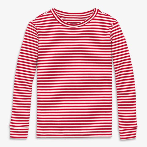 Kids Organic Long Sleeve Pj Top In Stripe (Toddler, Little Kid, Big Kid)