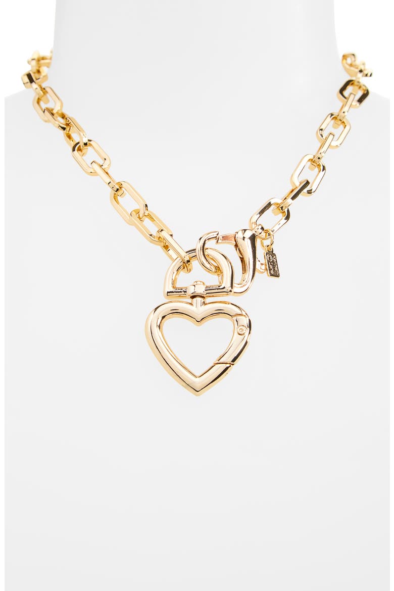 Heart Pendant Paper Clip Chain Necklace, Alternate, color, GOLD