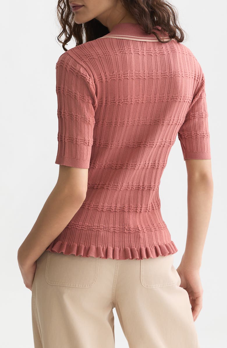 Scotch & Soda Ripple Stitch Knit Polo Top, Alternate, color, Withered Rose