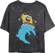 SpongeBob SquarePants Junior's SpongeBob SquarePants Cool Surfing Waves Graphic T-Shirt