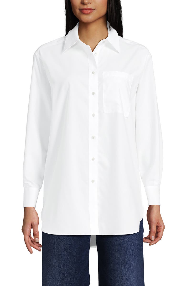 Lands' End No Iron Oversized Poplin Extra Long Tunic, Main, color, 