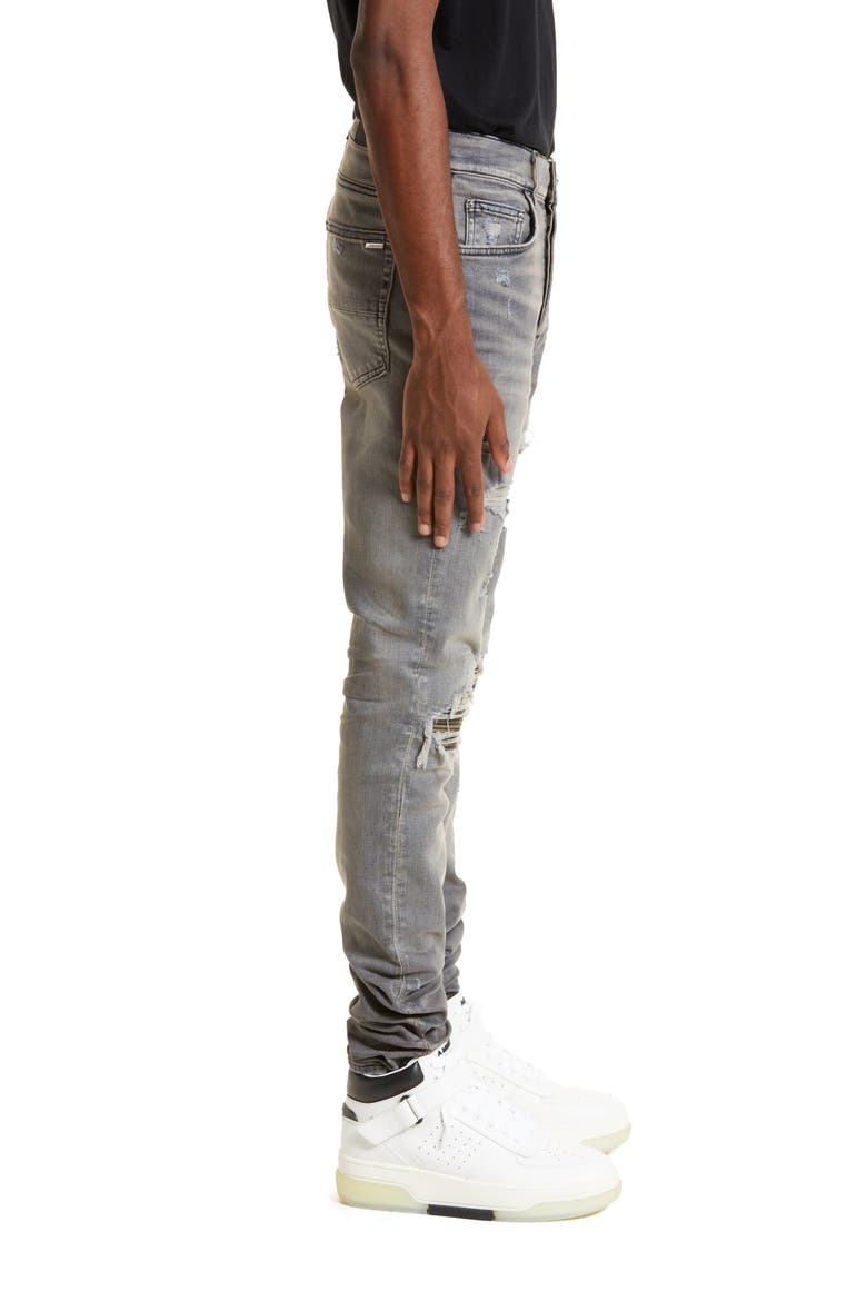 Men's MX1 Camouflage Ripped Patch Skinny Jeans, Alternate, color, GREY