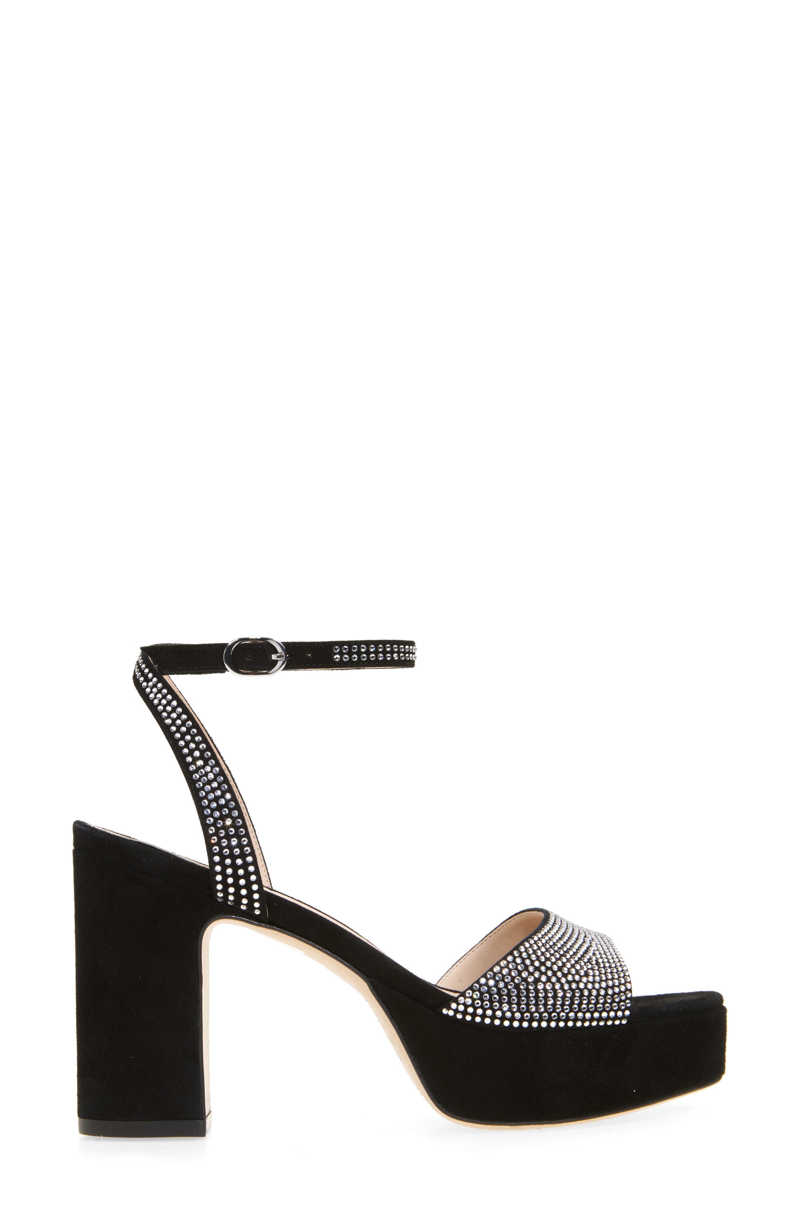 Stuart Weitzman Alaina Crystal Platform Sandal, Alternate, color, Clear/ Black
