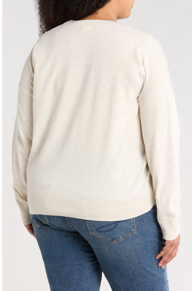 V-Neck Pullover Sweater, Alternate, color, BEIGE OATMEAL HEATHER