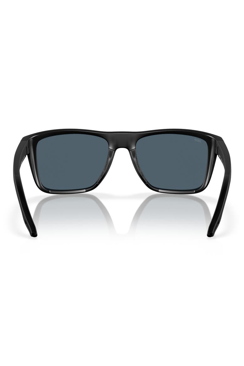 55mm Polarized Rectangular Sunglasses, Alternate, color, MATTE BLACK/ GRAY