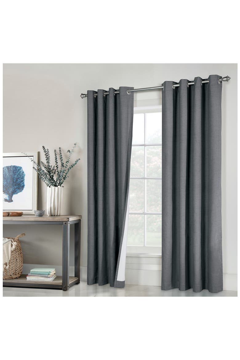 Set of 2 Noise Reducing Indoor Curtain Panels, Alternate, color, DARK GREY