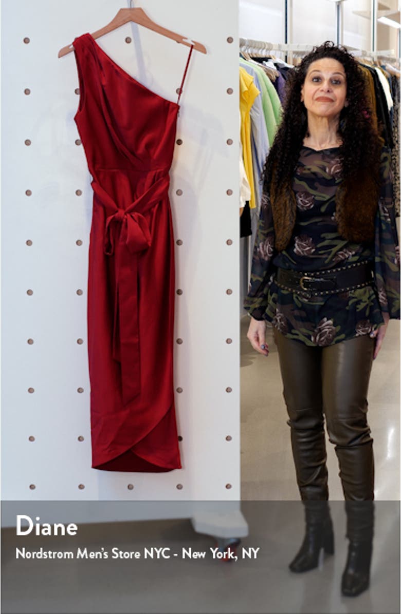 Gabie One Shoulder Wrap Skirt Dress, sales video thumbnail