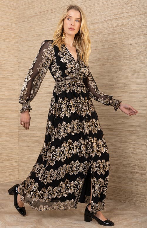 Hale Bob Birdie Satin Maxi Dress In Black