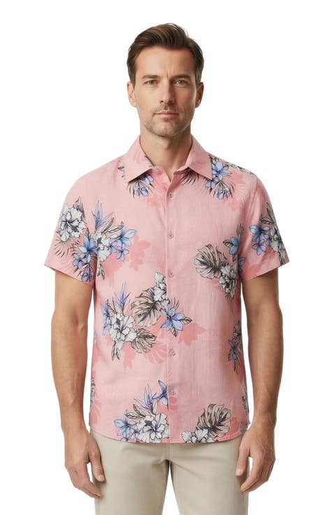 Exotic Floral Mens Linen Printed Shirt