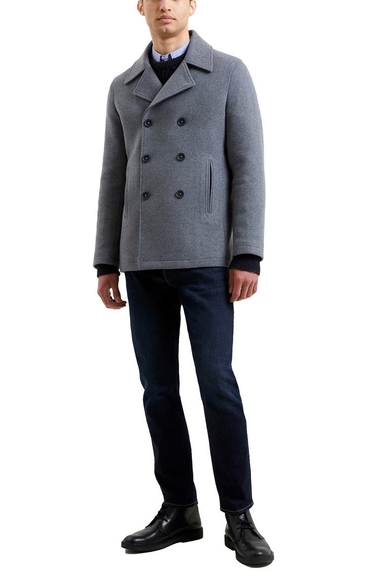 Wool Blend Peacoat, Alternate, color, LIGHT GREY MEL