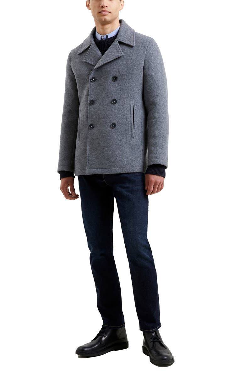 French Connection Wool Blend Peacoat, Alternate, color, 
