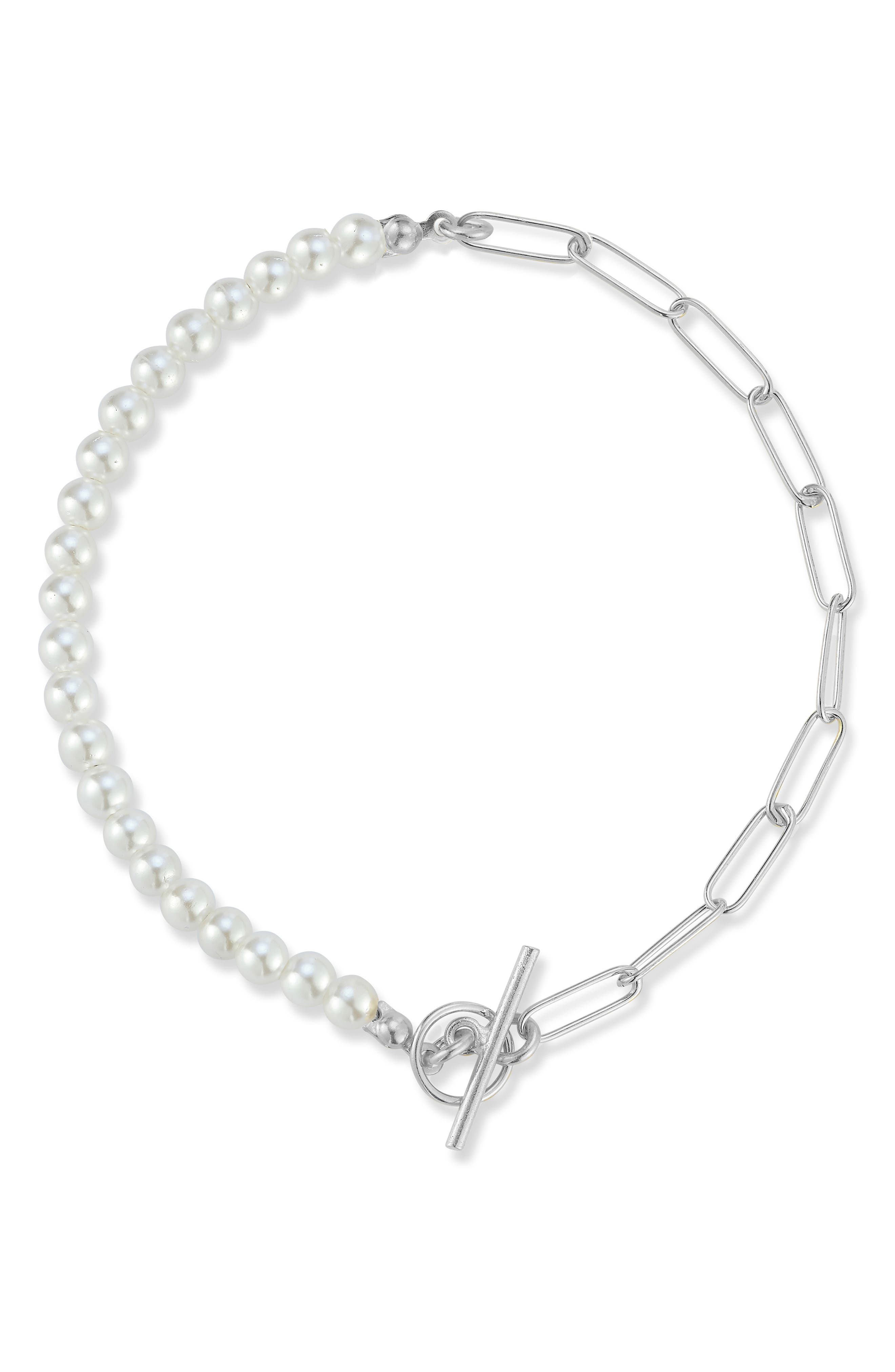 SPHERA MILANO Cultured Freshwater Pearl Paperclip Link Bracelet