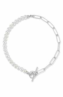 SPHERA MILANO Cultured Freshwater Pearl Paperclip Link Bracelet