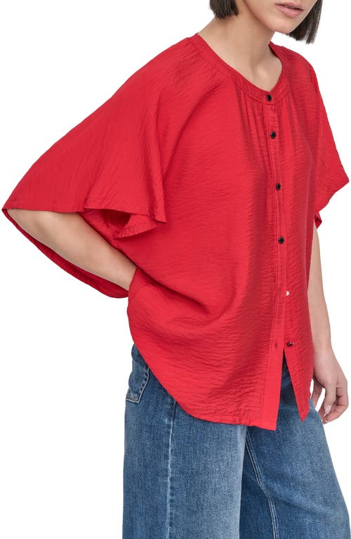 Dkny Textured Voile Button-up Shirt In Red