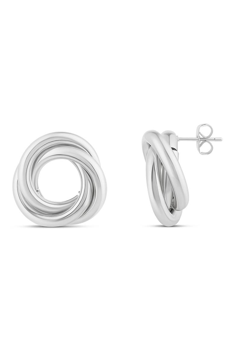 Triple Twist Round Stud Earrings, Main, color, SILVER