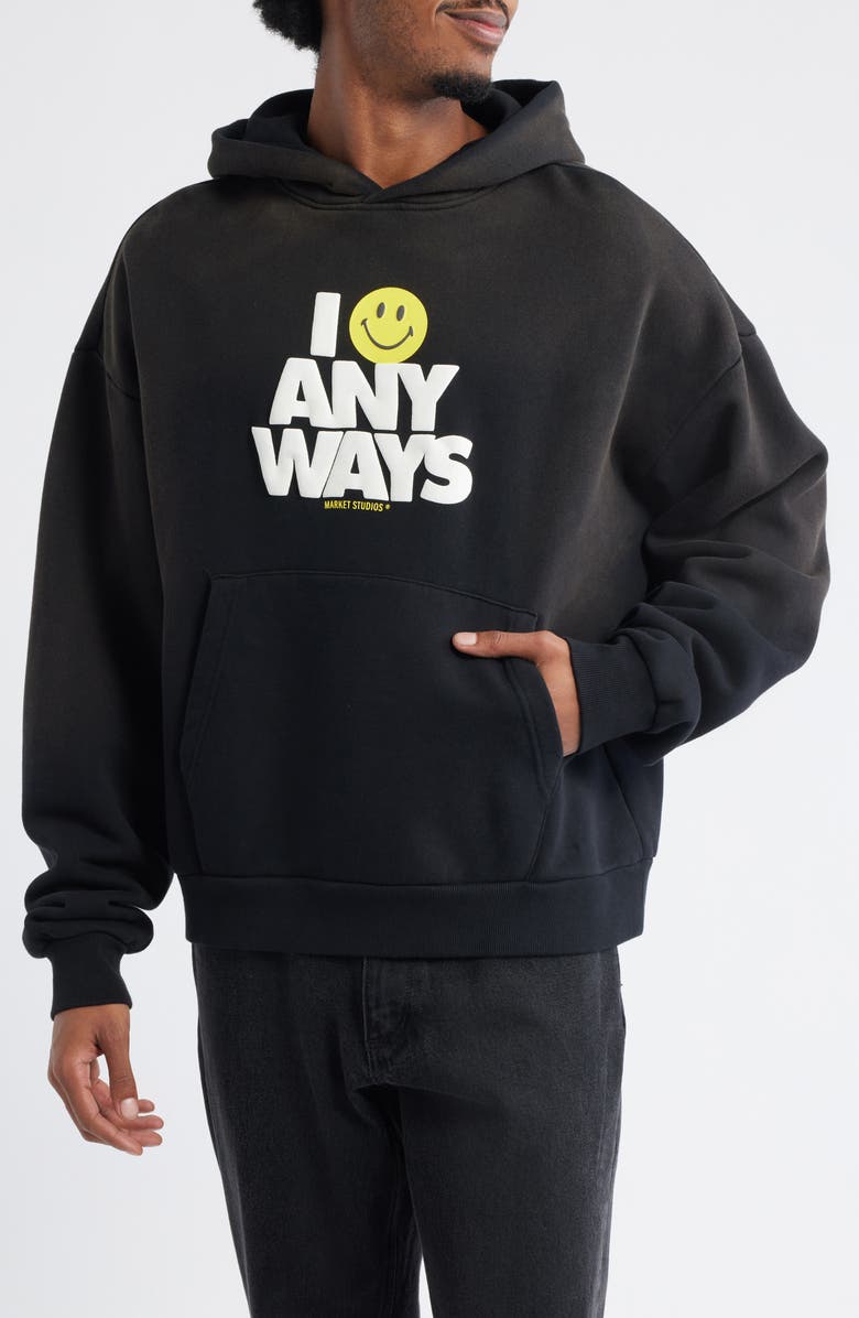 MARKET SMILEY<sup>®</sup> Smile Anyways Hoodie, Main, color, Pirate-Black
