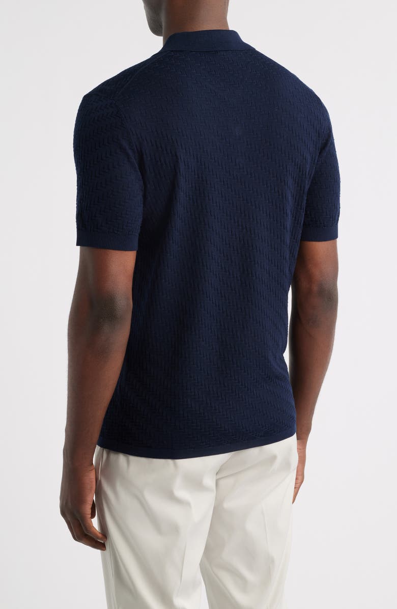 Robert Barakett Skelling Textured Polo Sweater, Alternate, color, Navy
