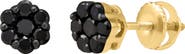 LuvMyJewelry Black Diamond Floral Stud Earrings
