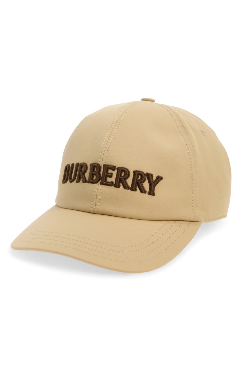 Burberry Logo Cotton Gabardine Baseball Cap, Main, color, Flax