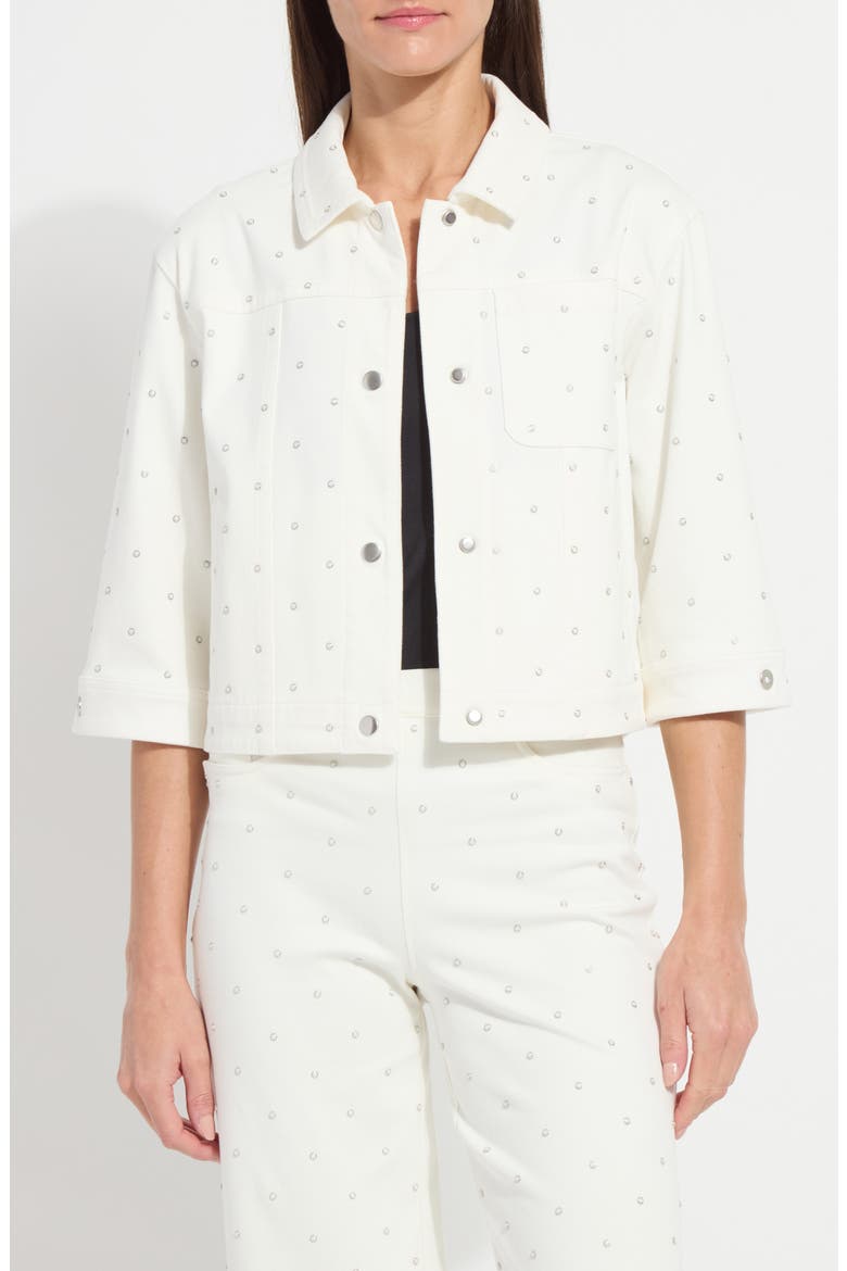 Audrey Embellished Crop Denim Jacket, Main, color, ECRU WHITE