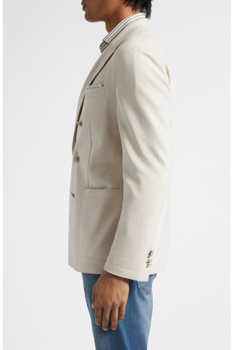 Double Breasted Tan Knit Wool Blend Peak Lapel Sport Coat, Alternate, color, 02 SAND