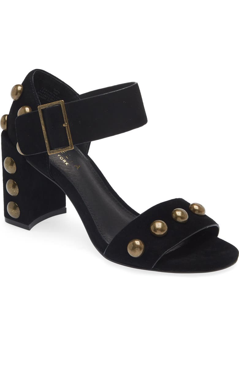 Cecelia New York Gail Stud Sandal, Main, color, Black Suede