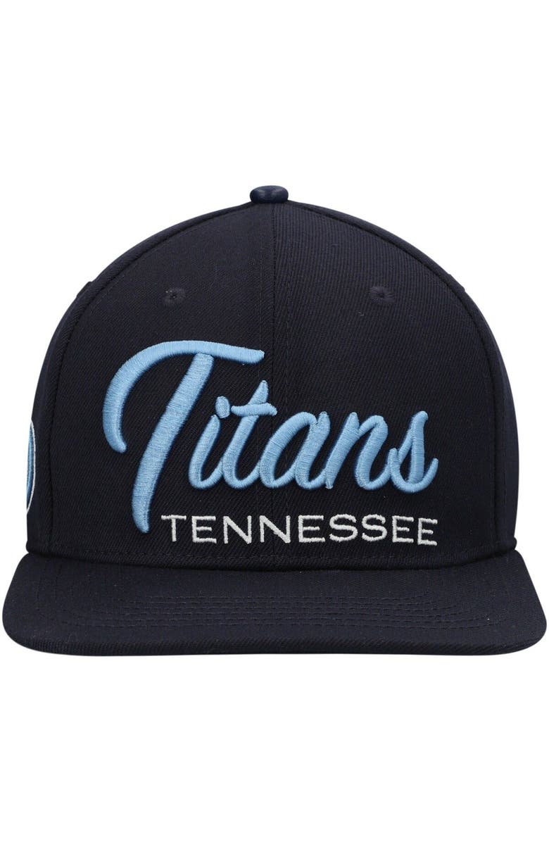 PRO STANDARD Men's Pro Standard Navy Tennessee Titans Script Wordmark Snapback Hat, Alternate, color, Navy