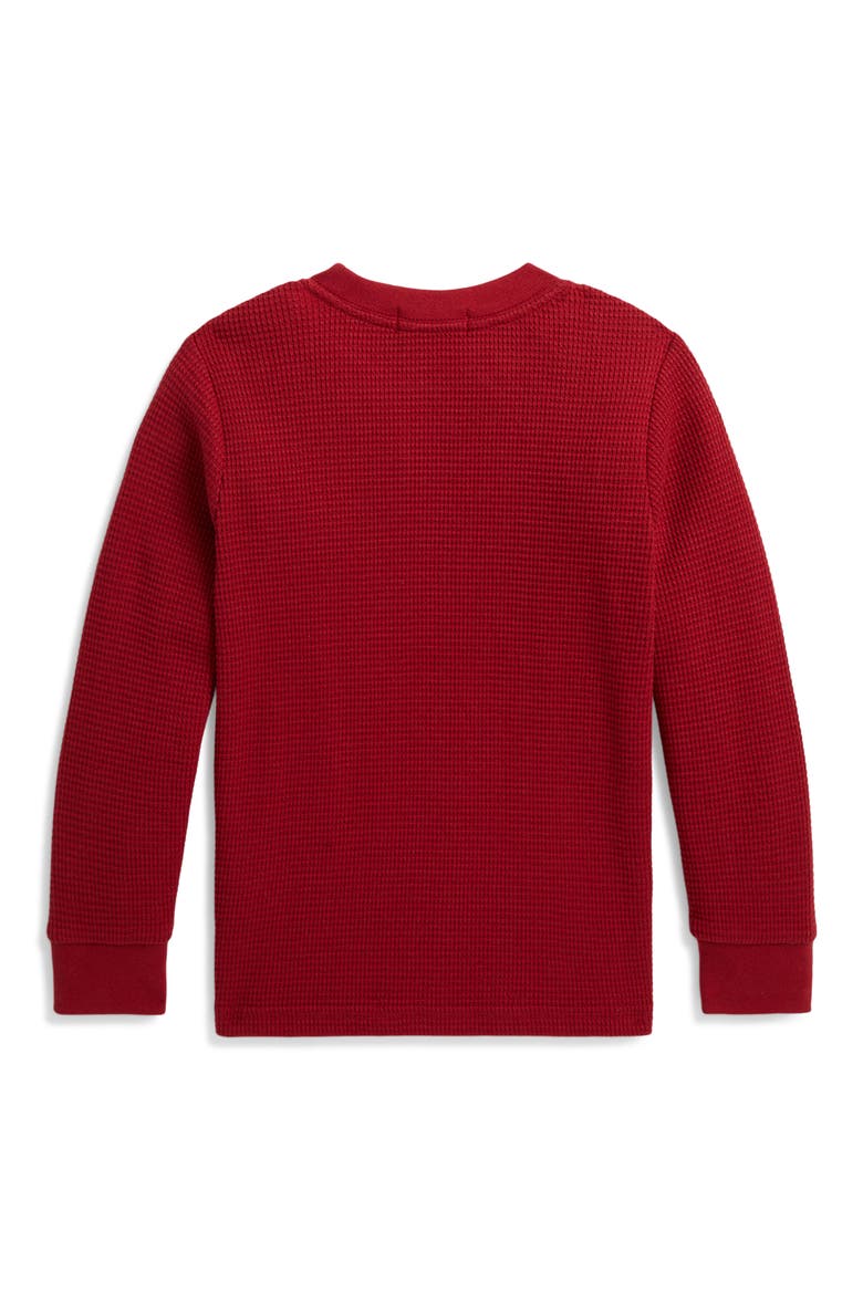 Kids' Long Sleeve Waffle Knit T-Shirt, Alternate, color, EATON RED