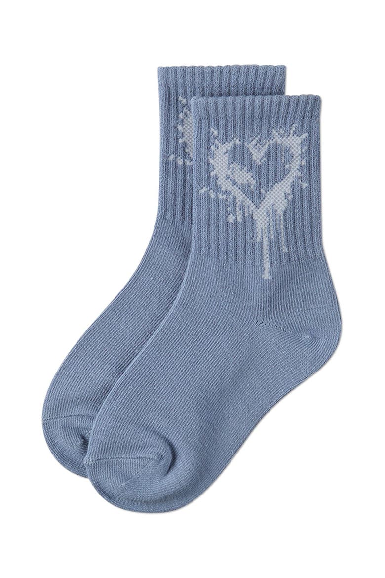 Dripping Heart Novelty Crew Sock, Alternate, color, Denim