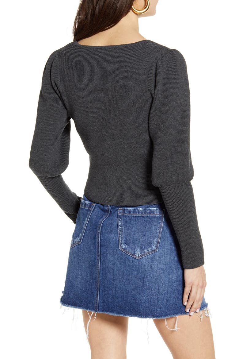 Long Sleeve Square Neck Sweater, Alternate, color, CHARCOAL