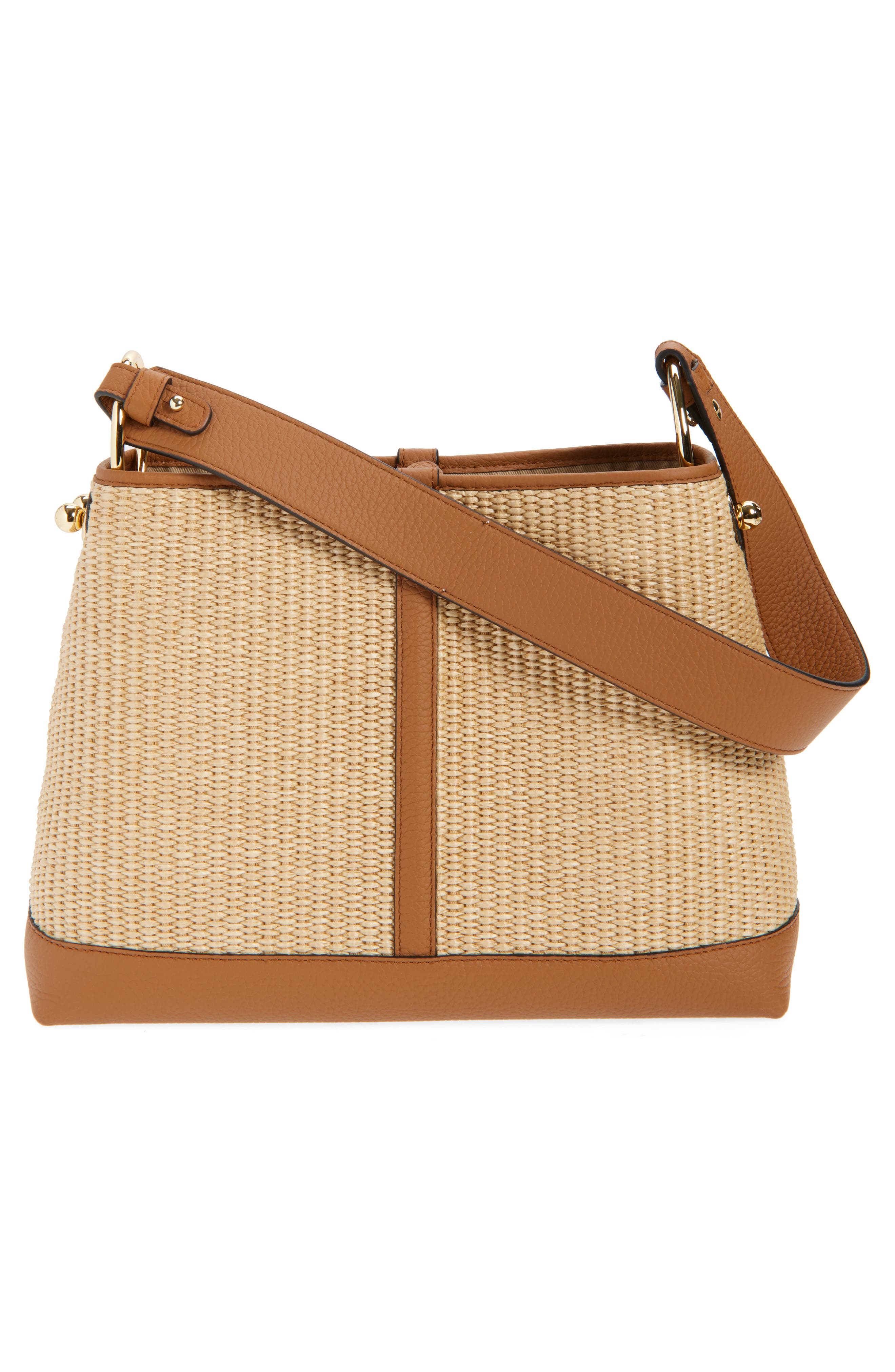 Strathberry Lana Two-Tone Raffia Hobo Bag, Alternate, color, Tan/ Natural